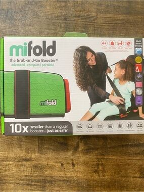 mifold  grab & go Car Booster Seat Slate Gray Compact and aged 4+ 40-100lbs